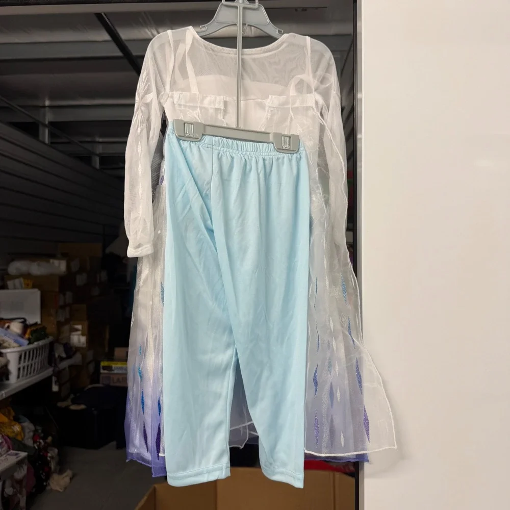 Disney Elsa Costume Kids Size 3 White Purple Frozen Dress and Leggings Set